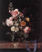 Vase of Flowers with Watch, Willem van
